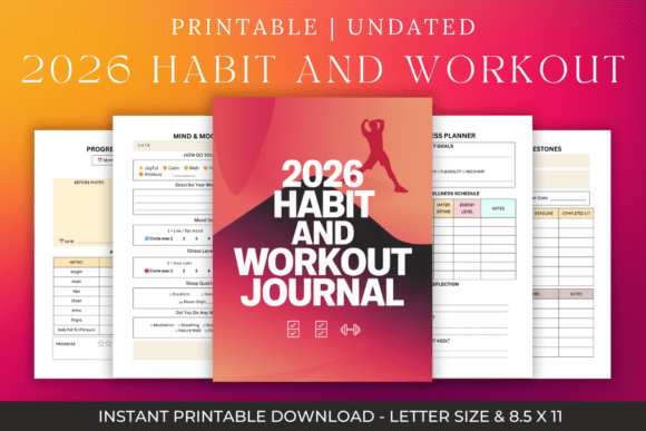2026 Habit Workout Tracker Journal – Build Consistency, Boost Fitness Reach Your Goals
