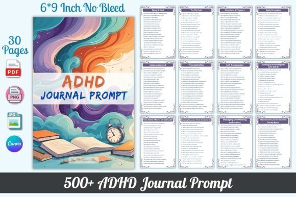500 ADHD Journal Prompt: A Tool for Growth and Clarity