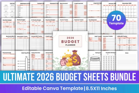 Ultimate 2026 Budget Sheets Bundle Canva